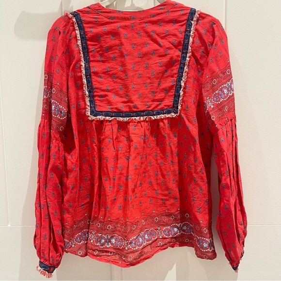 Pepe Jeans Red Fringe Long Sleeve Blouse (M) - Picture 5 of 5